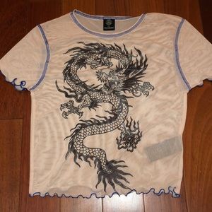 Urban Outfitters Sheer Dragon Crop Top